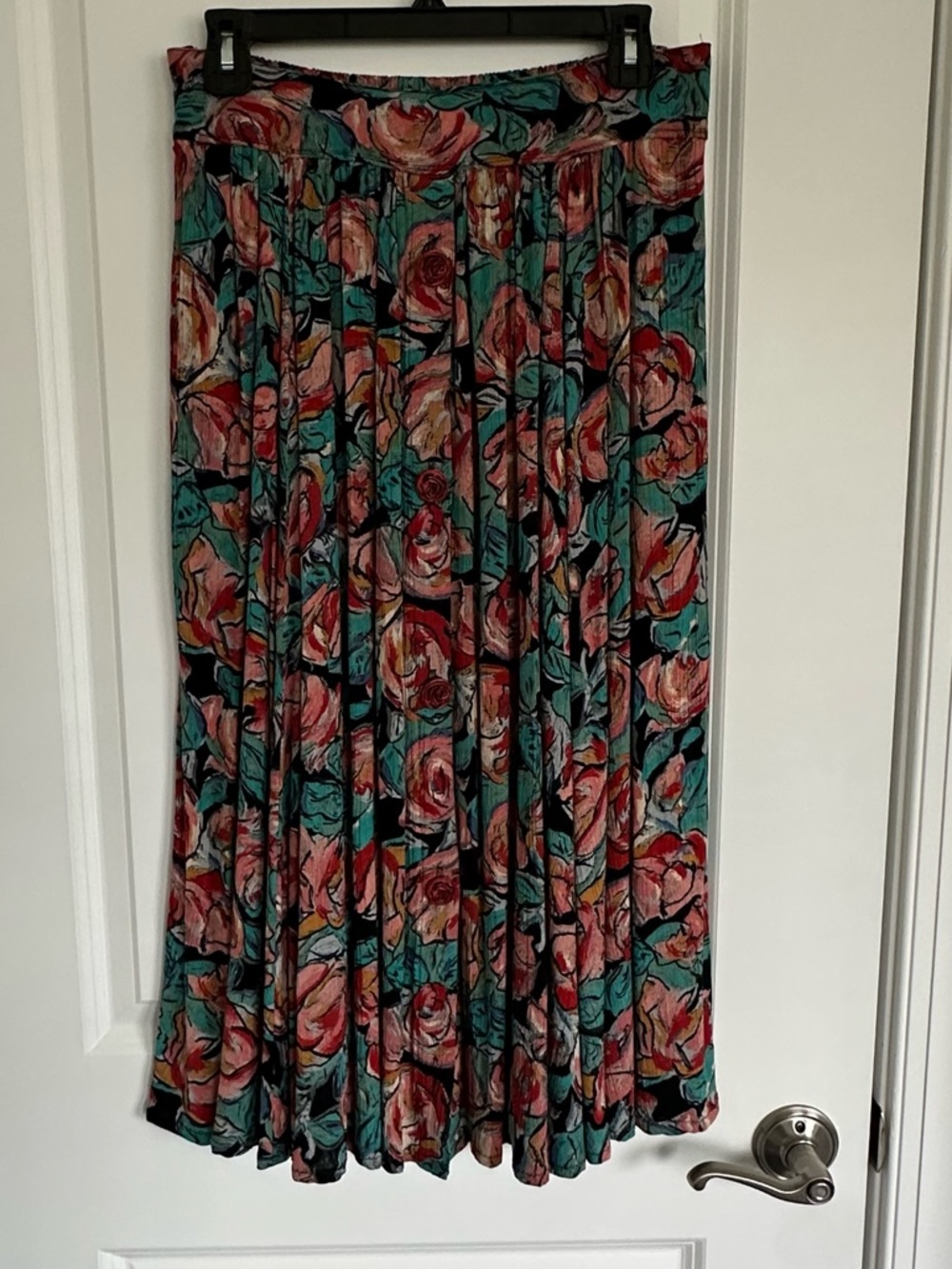 Carole Little Vintage 90s Rose Button Front Midi Skirt Abstract Rose Floral 6